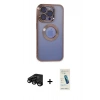 MARSİLYAN™- iPhone 15 Pro Max Kılıf Pusula Form - Şeffaf Pasifik Cam Ekran Koruyucu + Raze Metal Kamera Lens - SH
