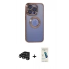 MARSİLYAN™- iPhone 15 Pro Max Kılıf Pusula Form - Şeffaf Pasifik Cam Ekran Koruyucu + Raze Metal Kamera Lens - TMGI