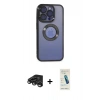 MARSİLYAN™- iPhone 15 Pro Max Kılıf Pusula Form - Şeffaf Pasifik Cam Ekran Koruyucu + Raze Metal Kamera Lens - TMGI