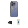 MARSİLYAN™- iPhone 15 Pro Max Kılıf Pusula Form - Şeffaf Pasifik Cam Ekran Koruyucu + Raze Metal Kamera Lens - TMGI