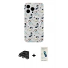 MARSİLYAN™- iPhone 15 Pro Max Kılıf Pusula Form - Şeffaf Pasifik Cam Ekran Koruyucu + Raze Metal Kamera Lens - TMGI