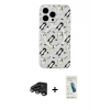 MARSİLYAN™- iPhone 15 Pro Max Kılıf Pusula Form - Şeffaf Pasifik Cam Ekran Koruyucu + Raze Metal Kamera Lens - TMGI