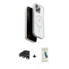 MARSİLYAN™- iPhone 15 Pro Max Kılıf Pusula Form Serisi - Şeffaf Pasifik Cam Ekran Koruyucu + Raze Metal Kamera Lens - GS
