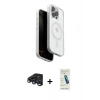 MARSİLYAN™- iPhone 15 Pro Max Kılıf Pusula Form Serisi - Şeffaf Pasifik Cam Ekran Koruyucu + Lacivert Raze Metal Kamera Lens