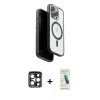 MARSİLYAN™- iPhone 15 Pro Max Kılıf Pusula Form Serisi - Şeffaf Pasifik Cam Ekran Koruyucu + PVD Metal Kamera Lens - LT