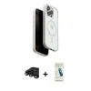 MARSİLYAN™- iPhone 15 Pro Max Kılıf Pusula Form Serisi - Şeffaf Pasifik Cam Ekran Koruyucu + Raze Metal Kamera Lens - SH