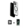 MARSİLYAN™- iPhone 15 Pro Max Kılıf Pusula Form Serisi - Siyah 360 Mat Full Body Arka Koruyucu + PVD Metal Kamera Lens - GI