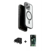 MARSİLYAN™- iPhone 15 Pro Max Kılıf Pusula Form Serisi - Siyah 360 Mat Full Body Arka Koruyucu + Siyah Raze Metal Kamera Lens