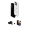 MARSİLYAN™- iPhone 15 Pro Max Kılıf Pusula Form Serisi - Siyah 3D Antistatik Mat Seramik Nano Ekran Koruyucu + Raze Metal Kamera Lens - LT