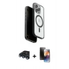 MARSİLYAN™- iPhone 15 Pro Max Kılıf Pusula Form Serisi - Siyah 3D Antistatik Mat Seramik Nano Ekran Koruyucu + Raze Metal Kamera Lens - LT