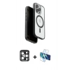 MARSİLYAN™- iPhone 15 Pro Max Kılıf Pusula Form Serisi - Siyah 3D Antistatik Seramik Nano Ekran Koruyucu + PVD Metal Kamera Lens - LT