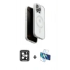 MARSİLYAN™- iPhone 15 Pro Max Kılıf Pusula Form Serisi - Siyah 3D Antistatik Seramik Nano Ekran Koruyucu + PVD Metal Kamera Lens - SH