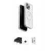 MARSİLYAN™- iPhone 15 Pro Max Kılıf Pusula Form Serisi - Siyah Bilvis 0.18mm Plus Cam Ekran Koruyucu + Gümüş Raze Metal Kamera Lens