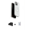 MARSİLYAN™- iPhone 15 Pro Max Kılıf Pusula Form Serisi - Siyah Bilvis 0.18mm Plus Cam Ekran Koruyucu + Raze Metal Kamera Lens - TMGI
