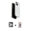 MARSİLYAN™- iPhone 15 Pro Max Kılıf Pusula Form Serisi - Siyah Bilvis 3D Cam Ekran Koruyucu + PVD Metal Kamera Lens - GS