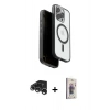 MARSİLYAN™- iPhone 15 Pro Max Kılıf Pusula Form Serisi - Siyah Bilvis 3D Cam Ekran Koruyucu + Raze Metal Kamera Lens - GS