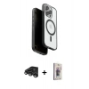 MARSİLYAN™- iPhone 15 Pro Max Kılıf Pusula Form Serisi - Siyah Bilvis 3D Cam Ekran Koruyucu + Raze Metal Kamera Lens - TMGI