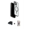 MARSİLYAN™- iPhone 15 Pro Max Kılıf Pusula Form Serisi - Siyah Bilvis 3D Cam Ekran Koruyucu + Raze Metal Kamera Lens - LT