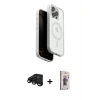 MARSİLYAN™- iPhone 15 Pro Max Kılıf Pusula Form Serisi - Siyah Bilvis 3D Cam Ekran Koruyucu + Raze Metal Kamera Lens - SH