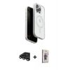 MARSİLYAN™- iPhone 15 Pro Max Kılıf Pusula Form Serisi - Siyah Bilvis 3D Cam Ekran Koruyucu + Raze Metal Kamera Lens - TMGI