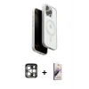 MARSİLYAN™- iPhone 15 Pro Max Kılıf Pusula Form Serisi - Siyah Bilvis 3D Mat Cam Ekran Koruyucu + PVD Metal Kamera Lens - GS