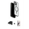 MARSİLYAN™- iPhone 15 Pro Max Kılıf Pusula Form Serisi - Siyah Bilvis 3D Mat Cam Ekran Koruyucu + Raze Metal Kamera Lens - GS