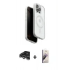 MARSİLYAN™- iPhone 15 Pro Max Kılıf Pusula Form Serisi - Siyah Bilvis 3D Mat Cam Ekran Koruyucu + Raze Metal Kamera Lens - GS