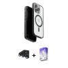 MARSİLYAN™- iPhone 15 Pro Max Kılıf Pusula Form Serisi - Siyah Bilvis 5in1 3D Magic Cam Ekran Koruyucu + Raze Metal Kamera Lens - LT