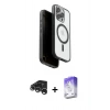 MARSİLYAN™- iPhone 15 Pro Max Kılıf Pusula Form Serisi - Siyah Bilvis 5in1 3D Magic Cam Ekran Koruyucu + Raze Metal Kamera Lens - GS