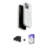 MARSİLYAN™- iPhone 15 Pro Max Kılıf Pusula Form Serisi - Siyah Bilvis 5in1 3D Magic Cam Ekran Koruyucu + Raze Metal Kamera Lens - LT
