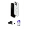 MARSİLYAN™- iPhone 15 Pro Max Kılıf Pusula Form Serisi - Siyah Bilvis 5in1 3D Magic Cam Ekran Koruyucu + Raze Metal Kamera Lens - GS