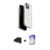MARSİLYAN™- iPhone 15 Pro Max Kılıf Pusula Form Serisi - Siyah Bilvis 5in1 3D Magic Cam Ekran Koruyucu + Raze Metal Kamera Lens - TMGI