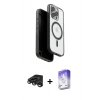MARSİLYAN™- iPhone 15 Pro Max Kılıf Pusula Form Serisi - Siyah Bilvis 5in1 3D Magic Cam Ekran Koruyucu + Raze Metal Kamera Lens - TMGI