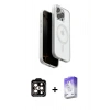 MARSİLYAN™- iPhone 15 Pro Max Kılıf Pusula Form Serisi - Siyah Bilvis 5in1 3D Magic Cam Ekran Koruyucu + PVD Metal Kamera Lens - TU