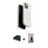 MARSİLYAN™- iPhone 15 Pro Max Kılıf Pusula Form Serisi - Siyah Bilvis Hayalet Cam Ekran Koruyucu + Raze Metal Kamera Lens - LT