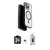 MARSİLYAN™- iPhone 15 Pro Max Kılıf Pusula Form Serisi - Siyah Bilvis Hayalet Cam Ekran Koruyucu + PVD Metal Kamera Lens - TU