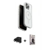 MARSİLYAN™- iPhone 15 Pro Max Kılıf Pusula Form Serisi - Siyah Bilvis Hayalet Cam Ekran Koruyucu + Raze Metal Kamera Lens - SH