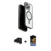 MARSİLYAN™- iPhone 15 Pro Max Kılıf Pusula Form Serisi - Siyah Buffer Hayalet Cam Ekran Koruyucu + Raze Metal Kamera Lens - SH