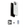 MARSİLYAN™- iPhone 15 Pro Max Kılıf Pusula Form Serisi - Siyah Joko Magic 5D Cam + Gümüş PVD Metal Kamera Lens