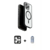 MARSİLYAN™- iPhone 15 Pro Max Kılıf Pusula Form Serisi - Siyah Joko Magic 5D Cam + Gümüş PVD Metal Kamera Lens