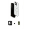 MARSİLYAN™- iPhone 15 Pro Max Kılıf Pusula Form Serisi - Siyah Joko Magic 5D Hayalet Cam + PVD Metal Kamera Lens - SH