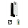 MARSİLYAN™- iPhone 15 Pro Max Kılıf Pusula Form Serisi - Siyah Polymer Nano Ekran Koruyucu + PVD Metal Kamera Lens - GS