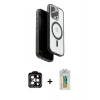 MARSİLYAN™- iPhone 15 Pro Max Kılıf Pusula Form Serisi - Siyah Polymer Nano Ekran Koruyucu + PVD Metal Kamera Lens - TU