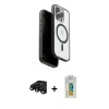 MARSİLYAN™- iPhone 15 Pro Max Kılıf Pusula Form Serisi - Siyah Polymer Nano Ekran Koruyucu + Raze Metal Kamera Lens - SH