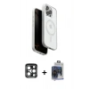 MARSİLYAN™- iPhone 15 Pro Max Kılıf Pusula Form Serisi - Siyah Vanessa Magic Cam + Lacivert PVD Metal Kamera Lens