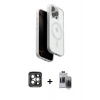 MARSİLYAN™- iPhone 15 Pro Max Kılıf Pusula Form Serisi - Siyah Vanessa Magic Hayalet Cam + PVD Metal Kamera Lens - GI