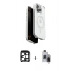 MARSİLYAN™- iPhone 15 Pro Max Kılıf Pusula Form Serisi - Siyah Vanessa Magic Hayalet Cam + PVD Metal Kamera Lens - LT