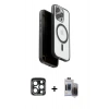 MARSİLYAN™- iPhone 15 Pro Max Kılıf Pusula Form Serisi - Siyah Vanessa Magic Hayalet Cam + PVD Metal Kamera Lens - LT