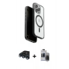MARSİLYAN™- iPhone 15 Pro Max Kılıf Pusula Form Serisi - Siyah Vanessa Magic Hayalet Cam + Raze Metal Kamera Lens - LT