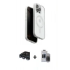 MARSİLYAN™- iPhone 15 Pro Max Kılıf Pusula Form Serisi - Siyah Vanessa Magic Hayalet Cam + Raze Metal Kamera Lens - LT